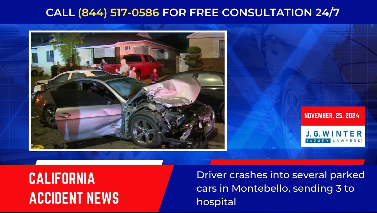 Driver crashes into several parked cars in Montebello, sending 3 to hospital