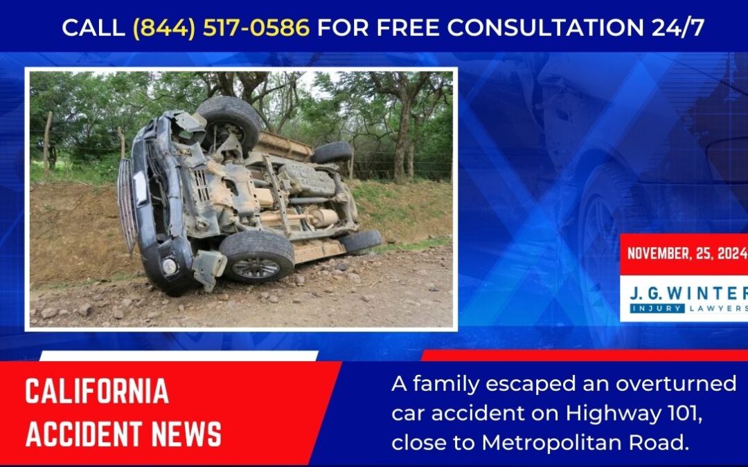 [11-25-2024] – Family Survives Overturned Car Accident on Highway 101 near Metropolitan Road in Rio Dell, CA