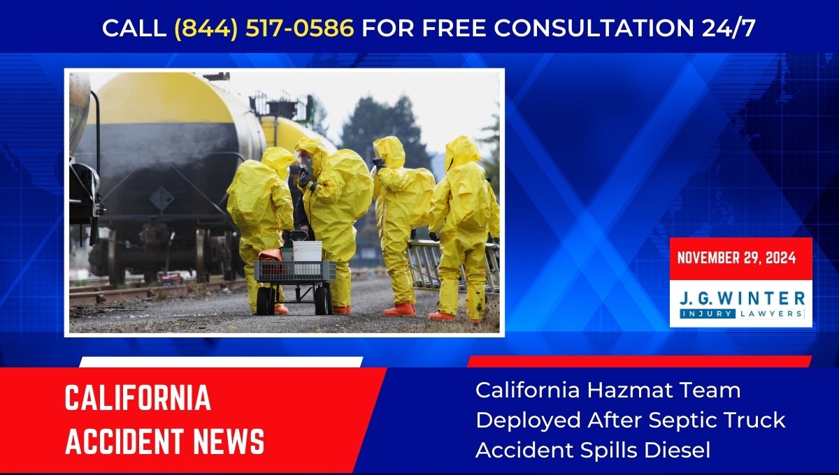 California Hazmat Team Deployed After Septic Truck Accident Spills Diesel