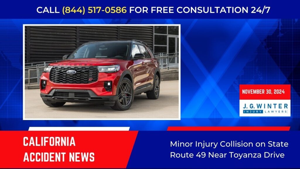 Minor Injury Collision on State Route 49 Near Toyanza Drive, CA