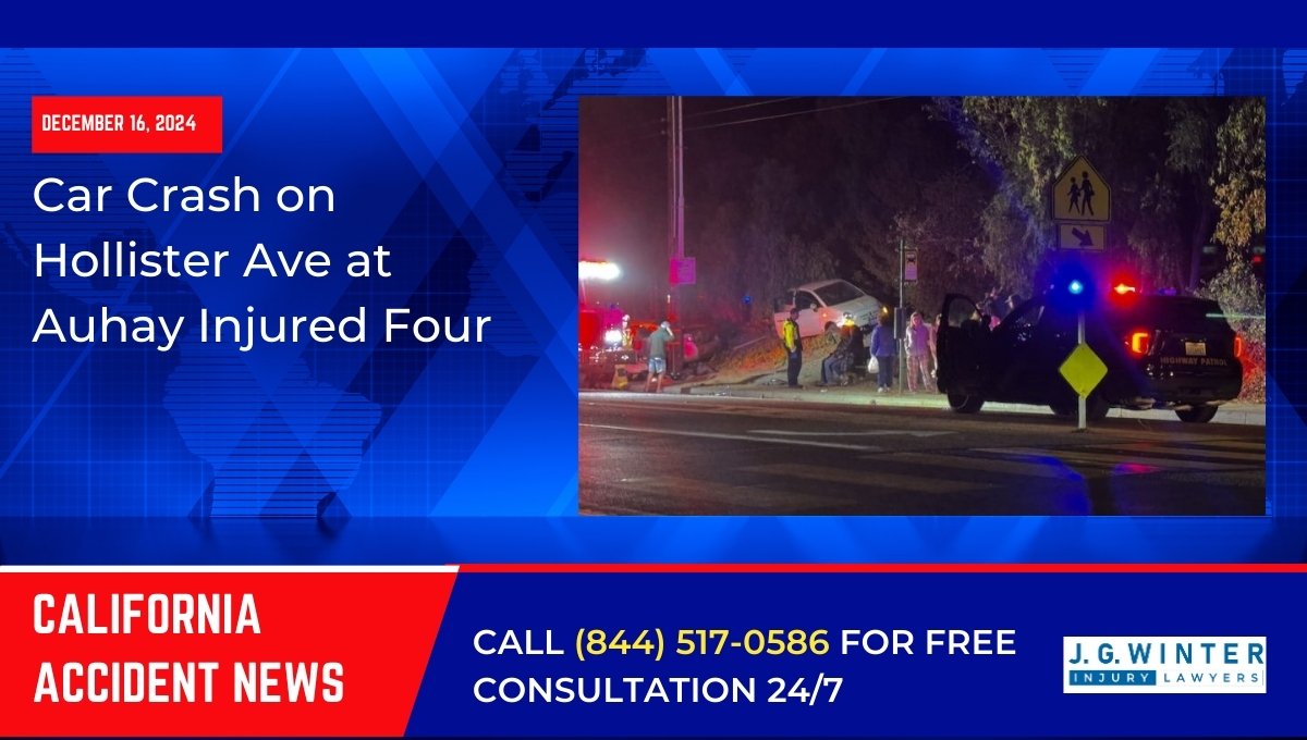 Santa Barbara Car Crash on Hollister Ave at Auhay Injured Four