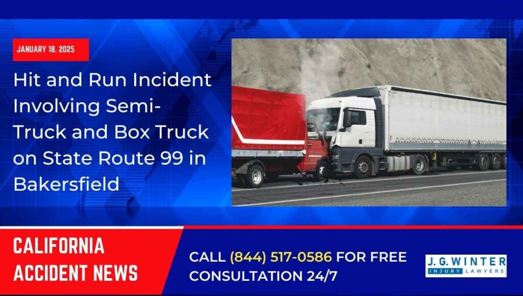Hit and run incident involving semi-truck and box truck