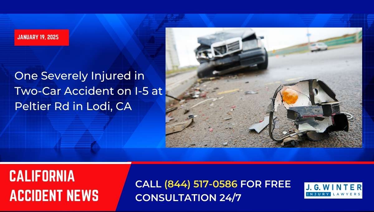One Severely Injured in Two-Car Accident on I-5 at Peltier Rd in Lodi, CA