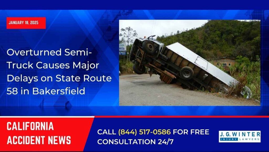 overturned semi-truck causes major delays on state route