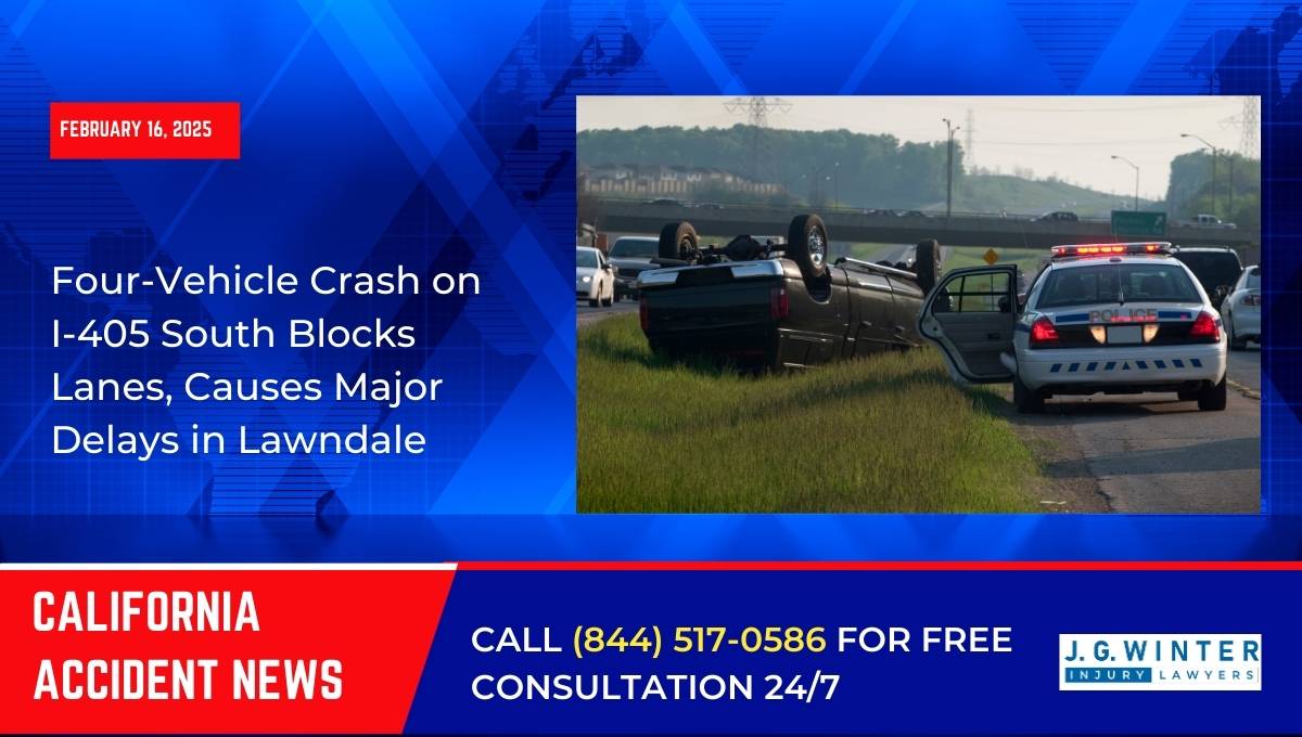 Four-Vehicle Crash on I-405 South Blocks Lanes, Causes Major Delays in Lawndale