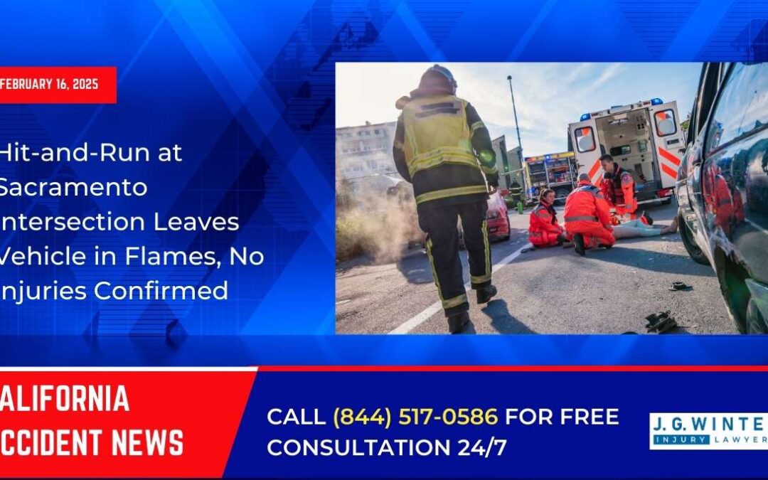 [02-16-2025] – Hit-and-Run at Sacramento Intersection Leaves Vehicle in Flames, No Injuries Confirmed