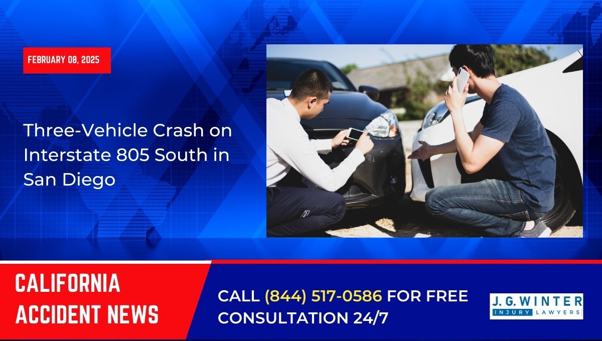 Three-Vehicle Crash on Interstate 805 South in San Diego