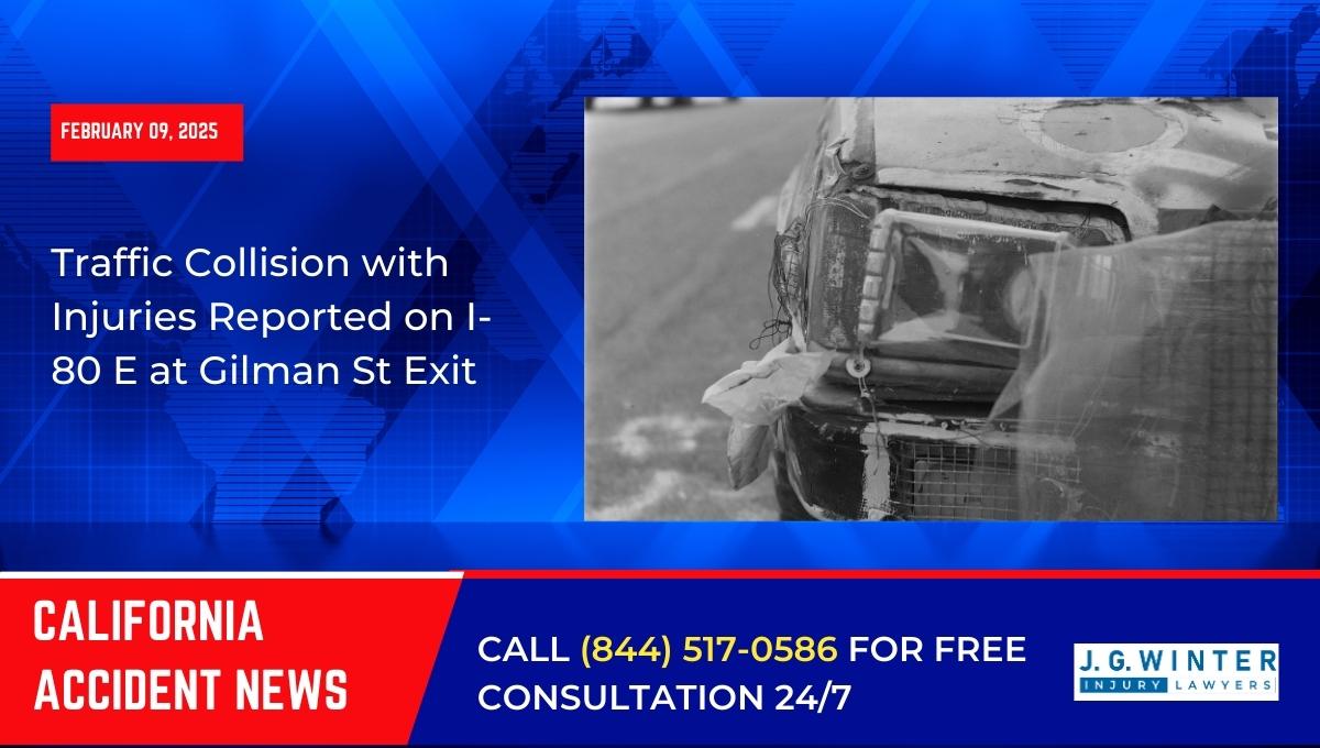Traffic Collision with Injuries Reported on I-80 E at Gilman St Exit