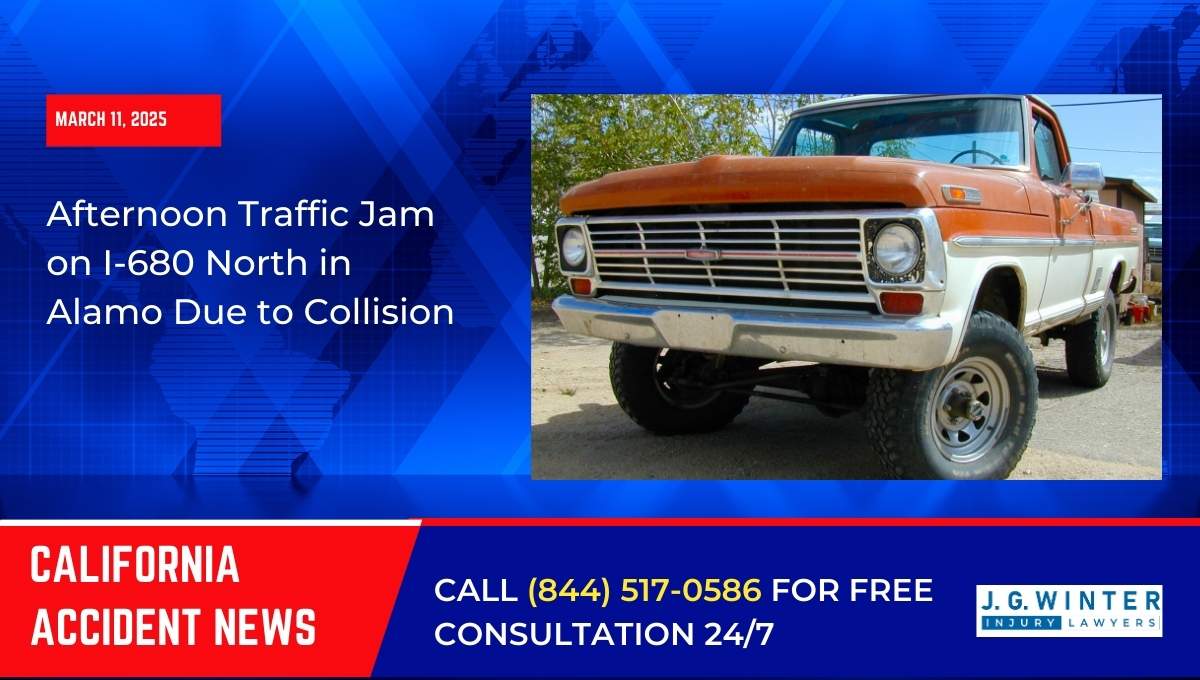 Afternoon Traffic Jam on I-680 North in Alamo Due to Collision