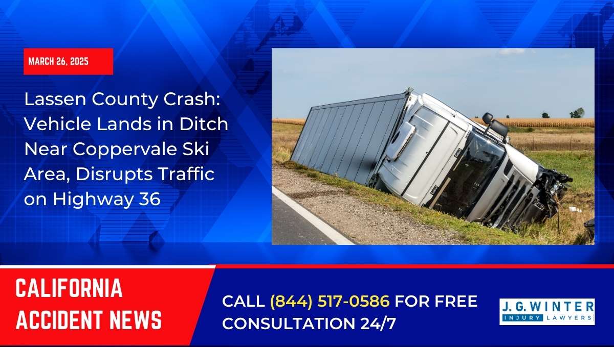 Lassen County Crash: Vehicle Lands in Ditch Near Coppervale Ski Area, Disrupts Traffic on Highway 36