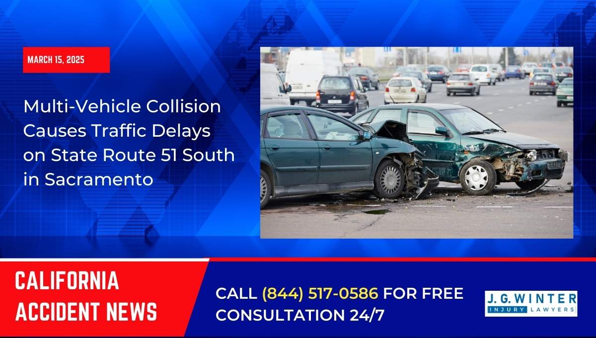 Multi-Vehicle Collision Causes Traffic Delays on State Route 51 South in Sacramento