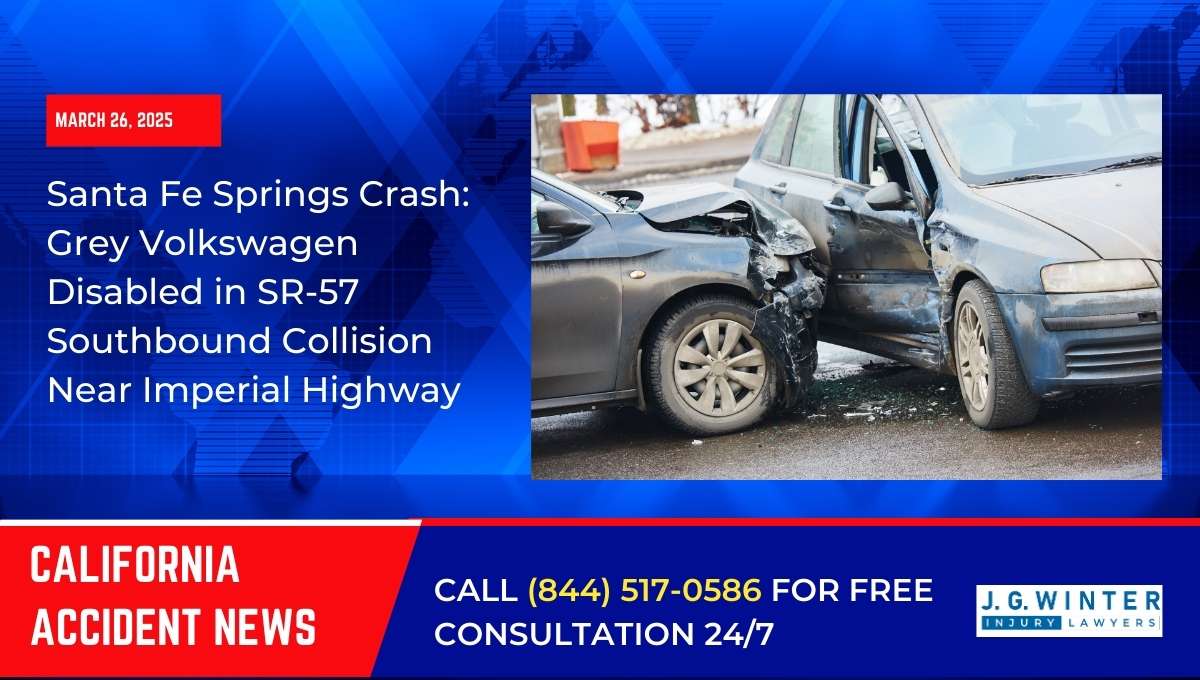 Santa Fe Springs Crash: Grey Volkswagen Disabled in SR-57 Southbound Collision Near Imperial Highway