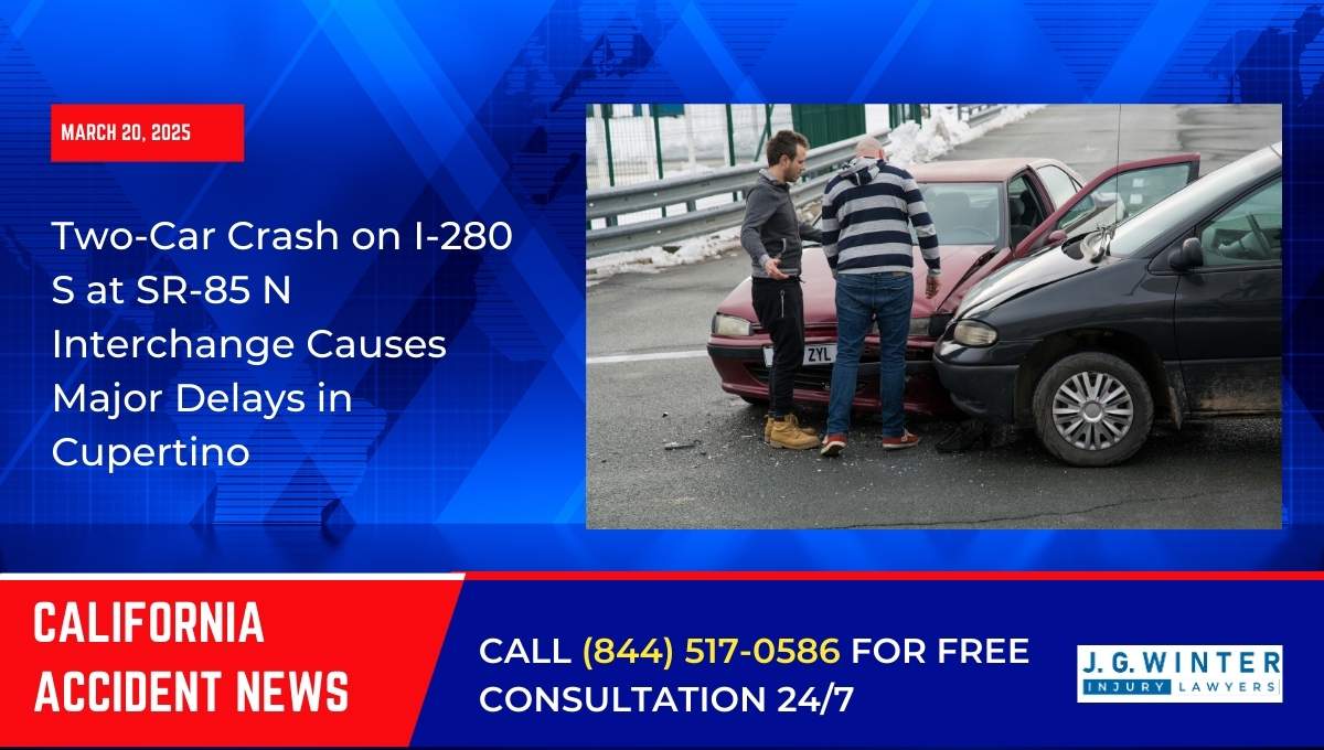 Two-Car Crash on I-280 S at SR-85 N Interchange Causes Major Delays in Cupertino