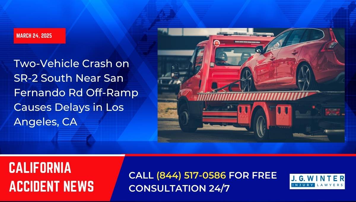 Two-Vehicle Crash on SR-2 South Near San Fernando Rd Off-Ramp Causes Delays in Los Angeles, CA