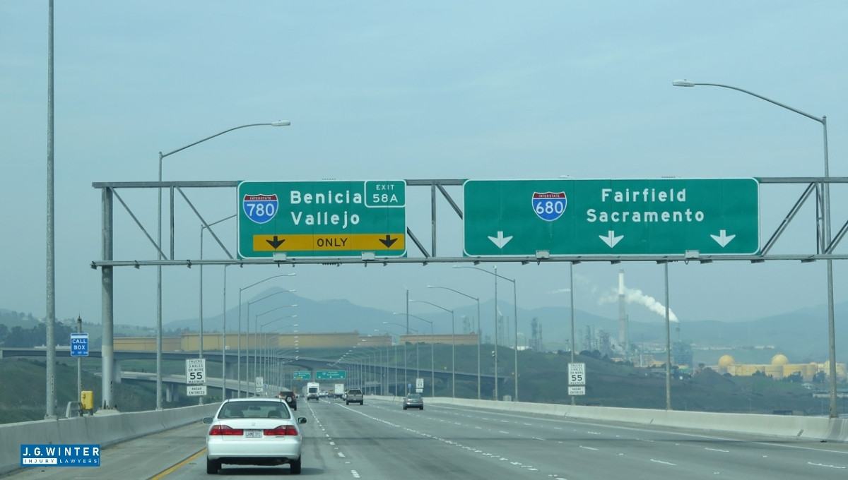 Vallejo, CA - Two-Vehicle Collision Involving Nissan and GMC on I-80 to I-780 Ramp