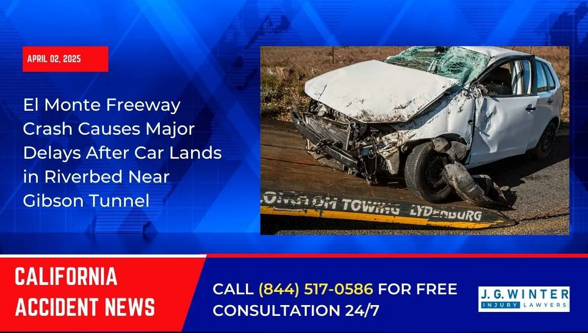 [04-01-2025] - El Monte Freeway Crash Causes Major Delays After Car Lands in Riverbed Near Gibson Tunnel