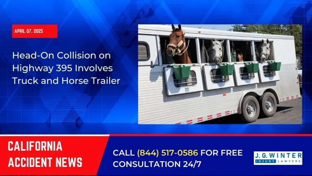 [04-07-2025] - Head-On Collision on Highway 395 Involves Truck and Horse Trailer