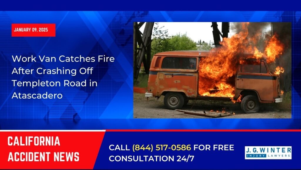[01-09-2025] - Work Van Catches Fire After Crashing Off Templeton Road in Atascadero