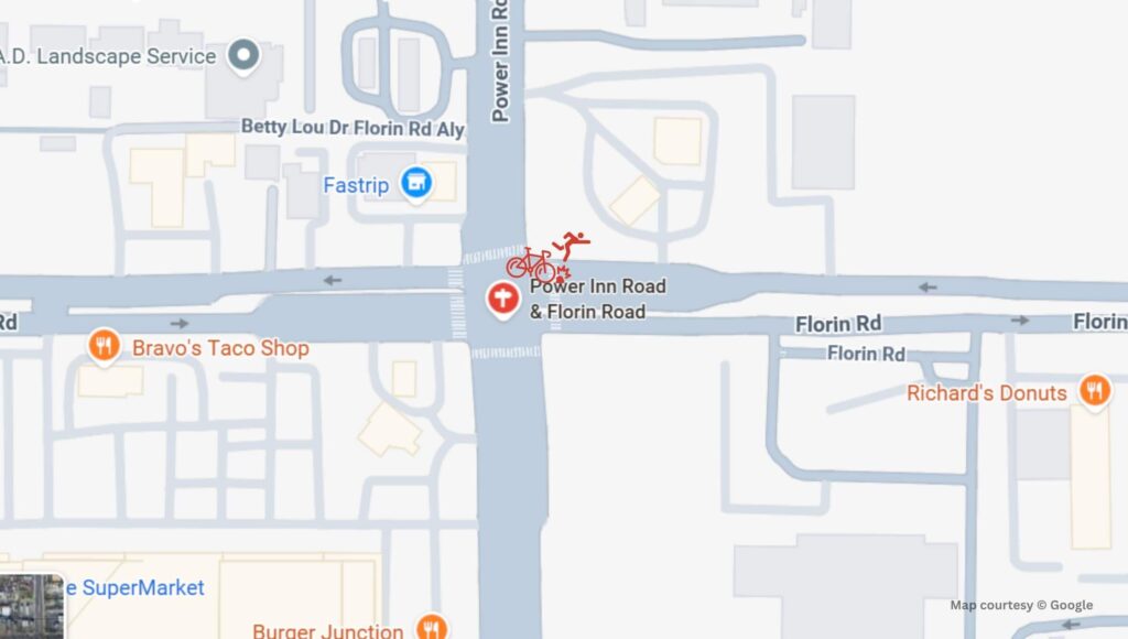 Florin, CA  Bicyclist Injured in Collision at Florin Rd & Power Inn Rd