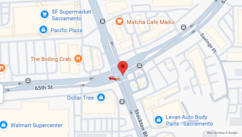 Florin, CA - Minor Injuries in Two-Vehicle Crash at 65th & Stockton