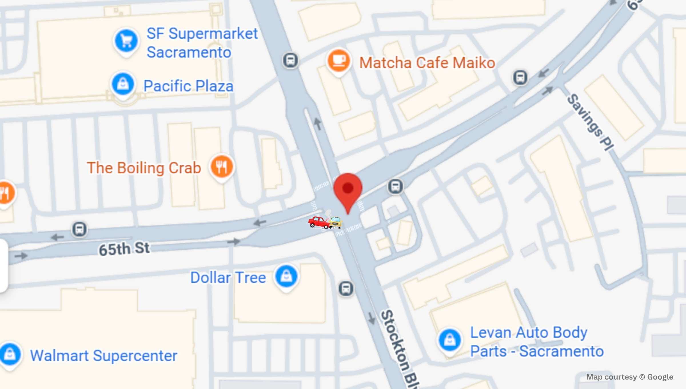 Florin, CA - Minor Injuries in Two-Vehicle Crash at 65th & Stockton