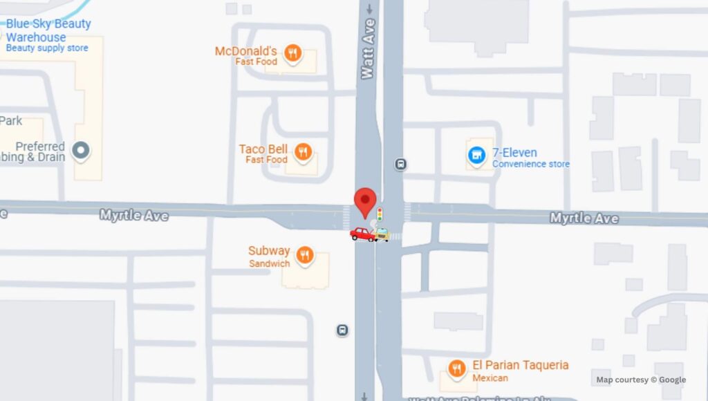 Sacramento, CA - One Injured in Crash at Myrtle & Watt Ave