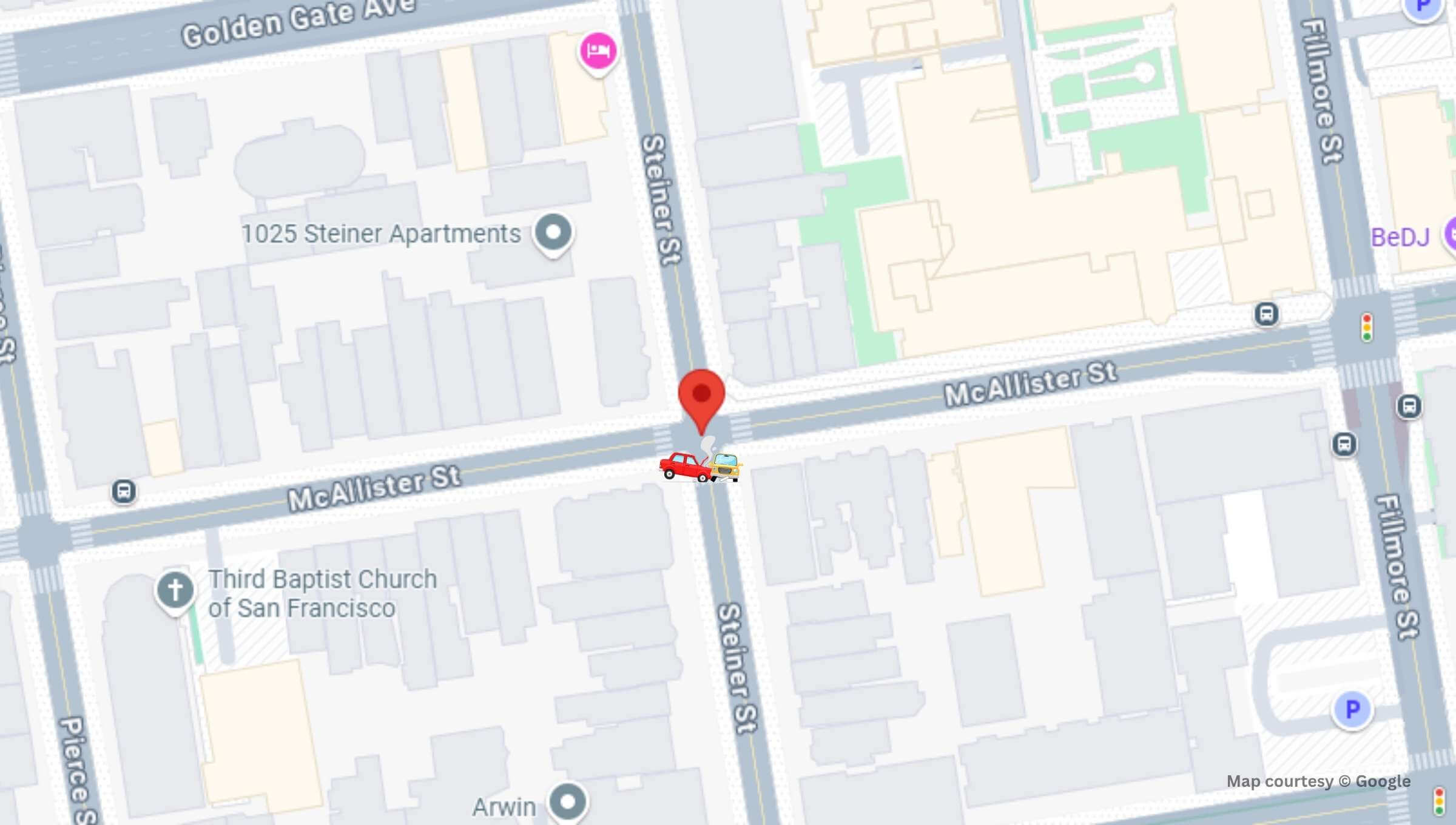San Francisco, CA - Injuries Reported in Western Addition Crash