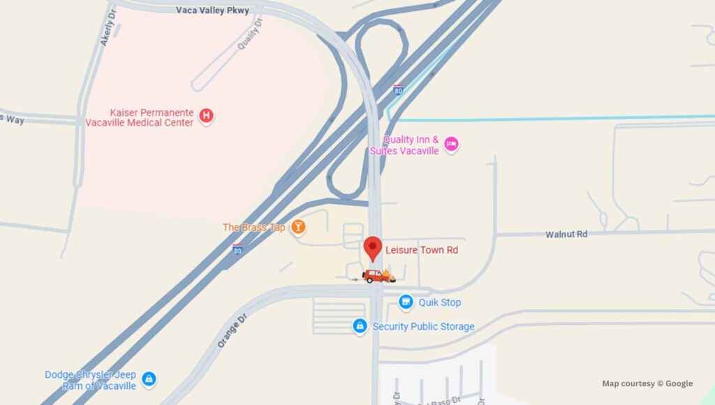 Vacaville, CA - One Critically Injured in Vehicle Fire on Leisure Town Rd