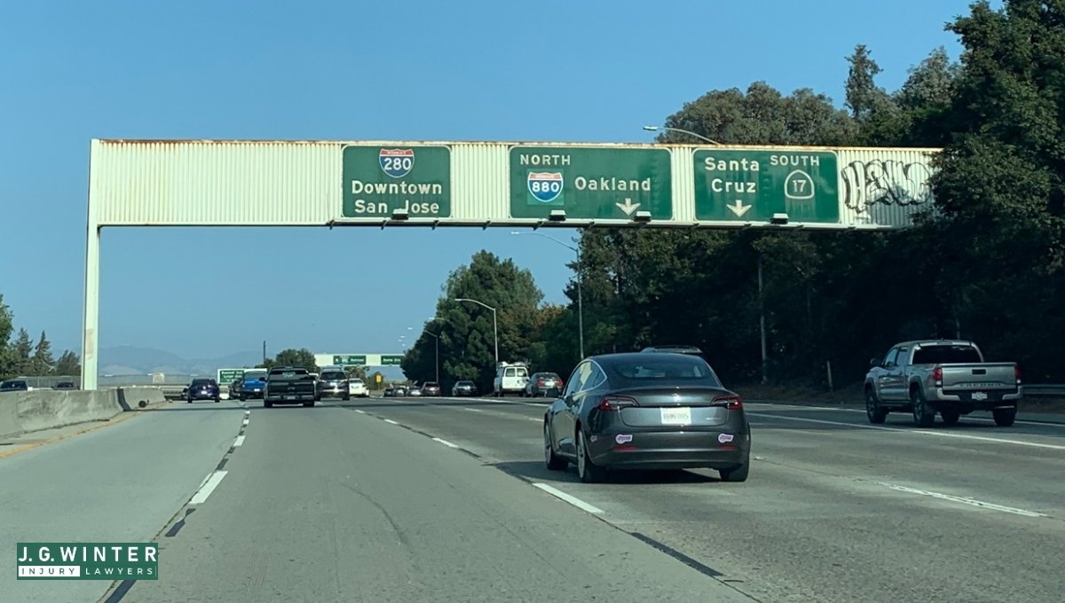 Fremont, CA - Injury Collision Involving Tesla Model 3 & Mercedes Sedan on I-880