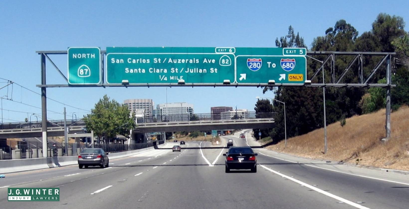 San Jose, CA - Solo Vehicle Crash Causes Major Injuries on Southbound SR-87 at Almaden Expressway Off-Ramp Today