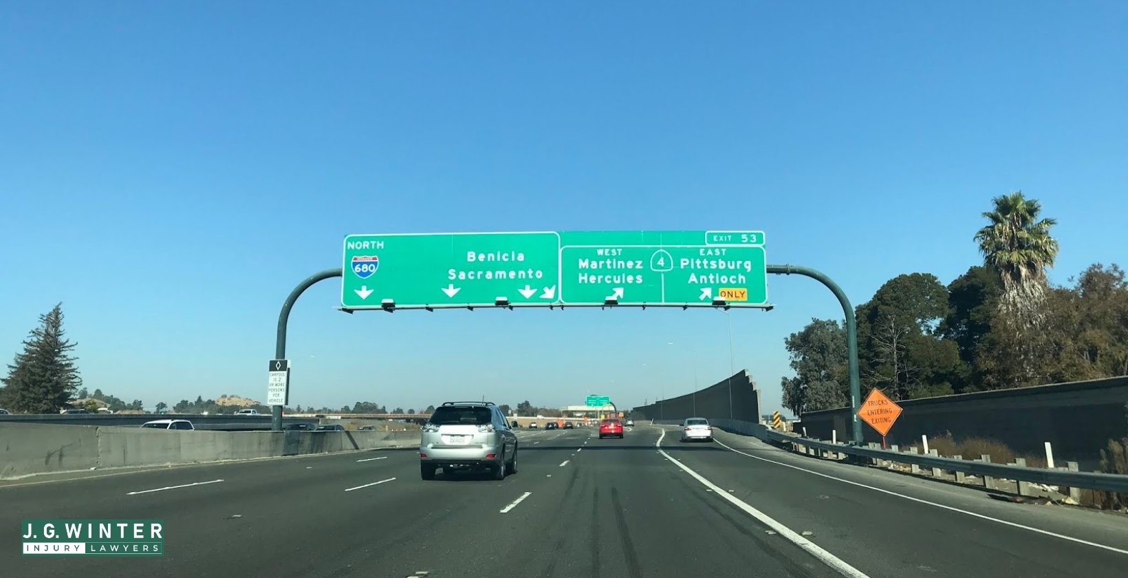 Martinez, CA - One Injured in Two-Car Accident on I-680 Near Highway 4