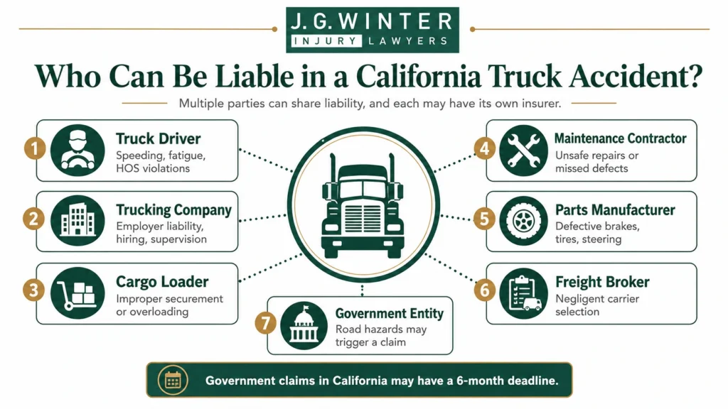 who may be liable in california truck accident